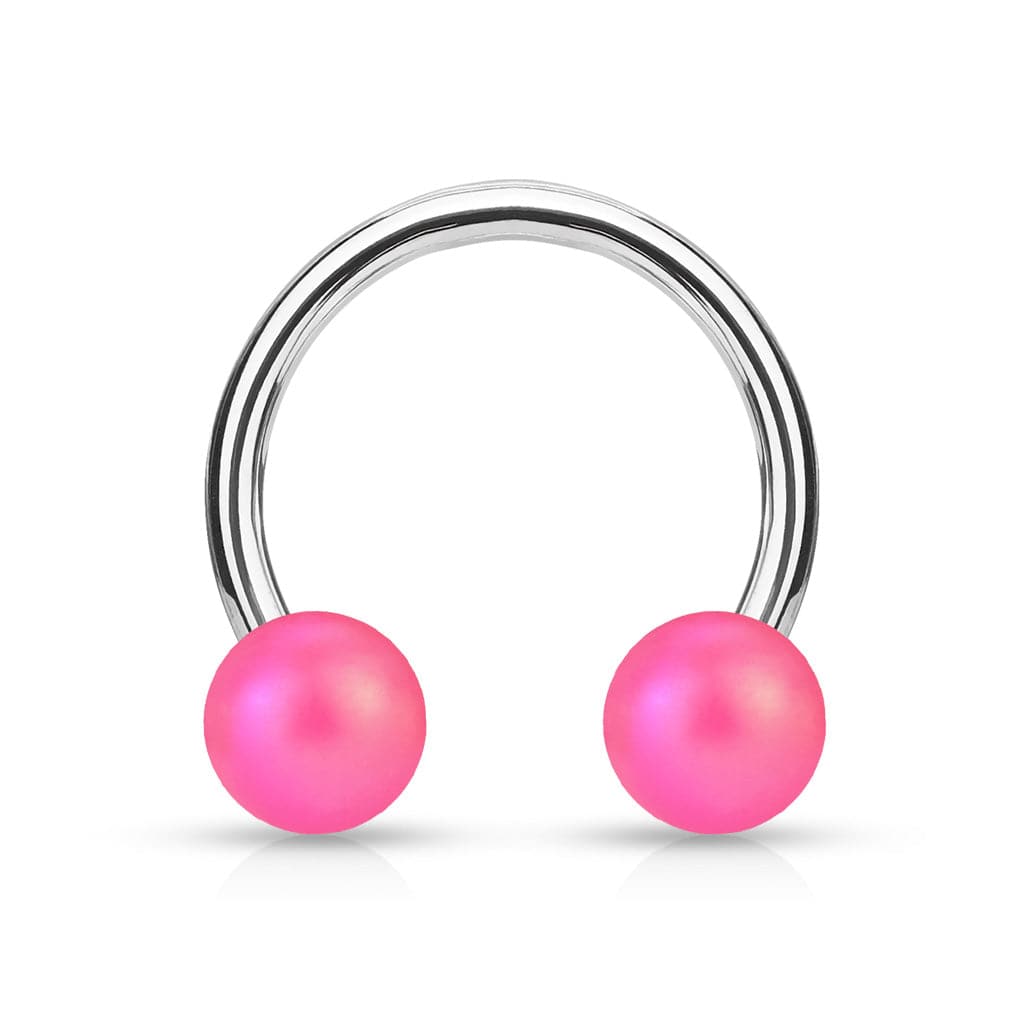 Matte Pink Acrylic Balls Surgical Steel Horseshoe