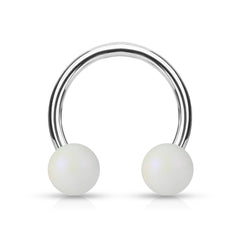 Matte White Acrylic Balls Surgical Steel Horseshoe
