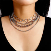 Minimalist 4 Pieces Silver Tone Curb Link Chain Choker Necklace