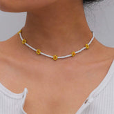 Minimalist Colorful Floral Daisy Seed Beaded Choker Necklace