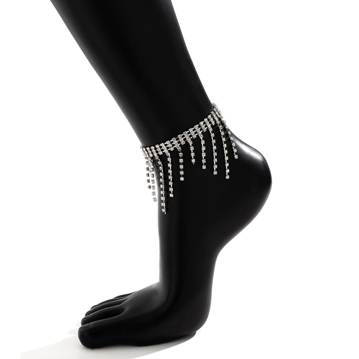 Minimalist Crystal Box Chain Tassel Anklet