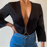 Minimalist Gold Silver Tone Halo Ring Body Chain