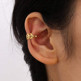 Minimalist Golden Leaf Ear Cuff Earrings