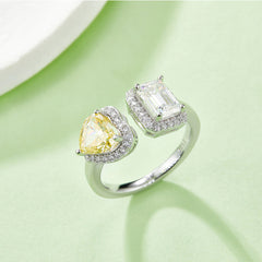 DEDEJILL Gemini - Dancing Heart Halo Moissanite S925 Silver Platinum-Plated Women's Ring - 1ct D Grade