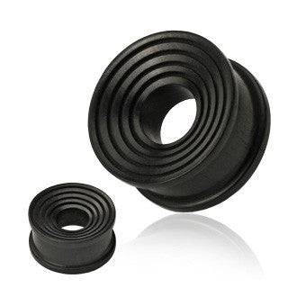 Organic Black Areng Wood Grooved Flat Grooved Ear Tunnels
