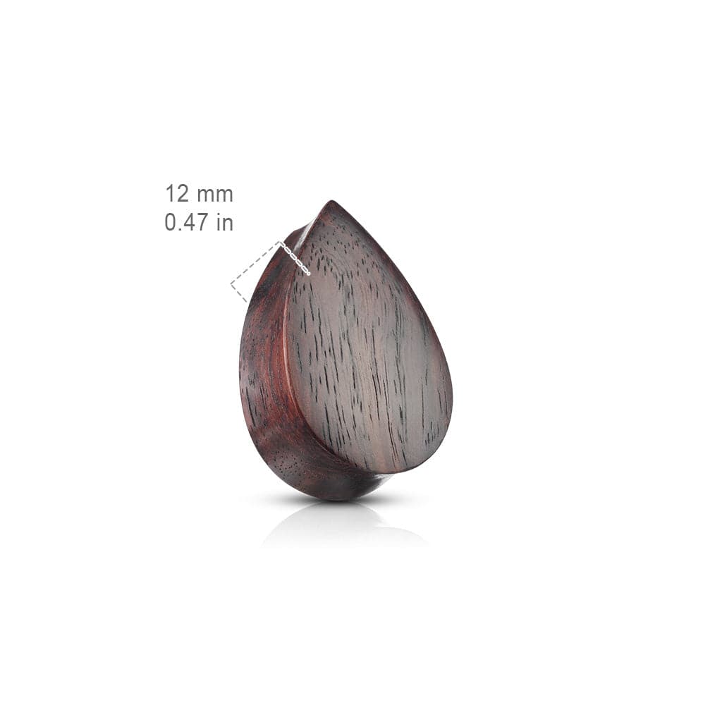Organic Double Flared Brown Sono Wood Tear Drop Ear Plugs