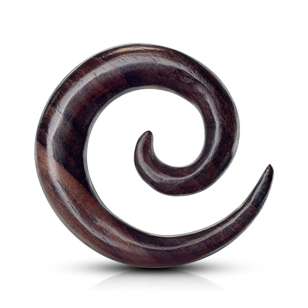 Organic Hand Carved Brown Sono Wood Spiral Expander