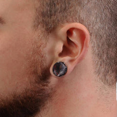 Organic Natural Blood Stone Double Flared Saddle Plugs