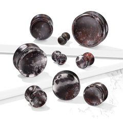 Organic Natural Blood Stone Double Flared Saddle Plugs