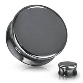 Organic Natural Stone Hematite Double Flared Saddle Plugs