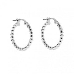 Pair Of 925 Sterling Silver Beaded Minimal Hoop Earrings