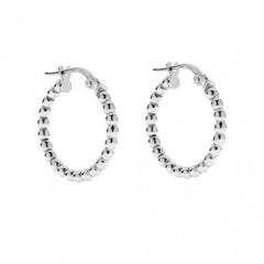 Pair Of 925 Sterling Silver Beaded Minimal Hoop Earrings