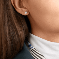 Pair of 925 Sterling Silver Dainty Minimal Marquise Flower Earrings