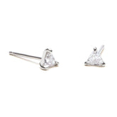 Pair of 925 Sterling Silver Dainty White CZ Triangle Gem Earrings Minimal Earrings