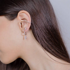 Pair of 925 Sterling Silver Dainty White CZ Triangle Gem Earrings Minimal Earrings