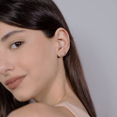 Pair of 925 Sterling Silver Gold PVD 3 Flower Ear Climber Minimal Earrings