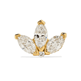 Pair of 925 Sterling Silver Gold PVD Dainty Minimal Marquise Flower Earrings