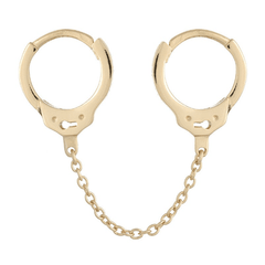 Pair of 925 Sterling Silver Gold PVD Double Handcuff Hinged Hoop Minimal Earrings