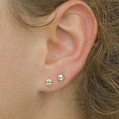 Pair Of 925 Sterling Silver Gold PVD Skull Stud Minimal Earrings