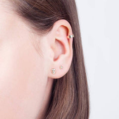 Pair Of 925 Sterling Silver Gold PVD Skull Stud Minimal Earrings