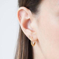 Pair Of 925 Sterling Silver Gold PVD Skull Stud Minimal Earrings