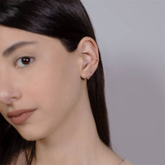 Pair of 925 Sterling Silver Gold PVD White CZ Gem Dainty Flower Minimal Earring Studs