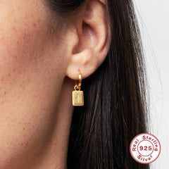 Pair Of 925 Sterling Silver Gold PVD White CZ Pendant Starburst Dangle Minimal Hoop Earrings