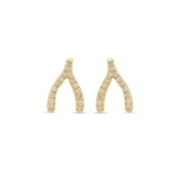 Pair of 925 Sterling Silver Gold PVD Wishbone Gem Minimal Earrings