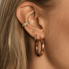Pair of 925 Sterling Silver Minimal Chain Link Hinged Huggy Bohemian Hoop Earrings