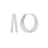 Pair Of 925 Sterling Silver Plain Braided Double Hoop Minimal Hoop Earrings