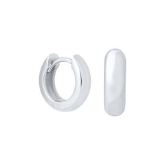 Pair Of 925 Sterling Silver Simple Rounded Edge Hugger Minimal Hoop Earrings