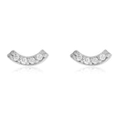 Pair of 925 Sterling Silver Small 4 Gem Curve Minimal Earrings