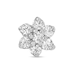 Pair of 925 Sterling Silver Small White CZ Gem Flower Minimal Earrings