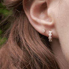 Pair of 925 Sterling Silver White CZ Gold PVD Pave Gold Bridal Hinged Minimal Dainty Clicker Hoop Earrings