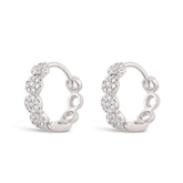 Pair of 925 Sterling Silver White CZ Pave Bridal Hinged Minimal Dainty Clicker Hoop Earrings
