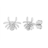 Pair Of 925 Sterling Silver White CZ Spider Minimal Stud Earrings