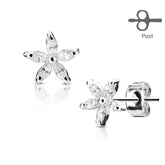 Pair of Prong Set 5 CZ Flower Earrings
