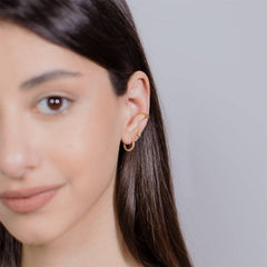 Pair of Sterling Silver Gold PVD Minimal Rope Braid Hoop Earrings Hinged Huggy Bohemian Hoop Earrings