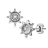 Pair of Surgical Steel Anchor Wheel Earring Studs