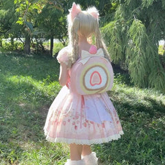 Pink Cake Bow Backpack Crossbody Bag