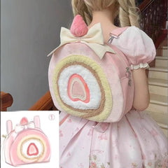 Pink Cake Bow Backpack Crossbody Bag