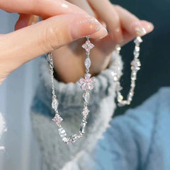 Pink Crystal Cherry Blossom Bracelet