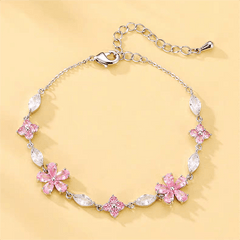 Pink Crystal Cherry Blossom Bracelet
