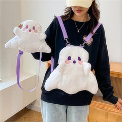 Plush Ghost Backpack Crossbody Bag