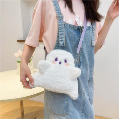 Plush Ghost Backpack Crossbody Bag