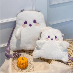 Plush Ghost Backpack Crossbody Bag