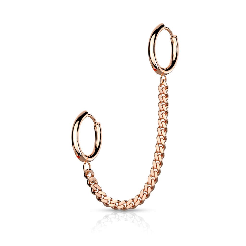 Rose Gold PVD Surgical Steel Chain Link Double Hoop Earring