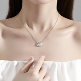 S925 Sterling Silver Swarovski Crystal Swan Pendant Necklace