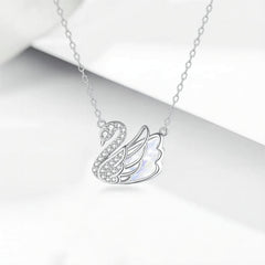 S925 Sterling Silver Swarovski Crystal Swan Pendant Necklace
