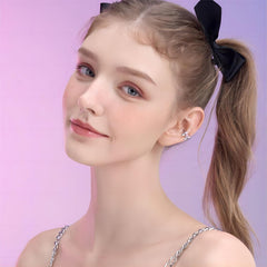Sanrio Enamel Bowknot Heart Devil Kuromi Huggie Hoop Earrings